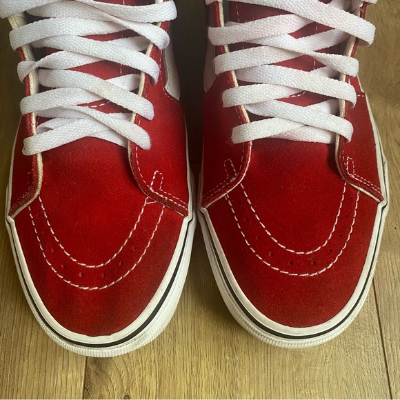 Vans Hightop Sk8-Hi Shoes Red White Suede Men’s Size 8.5 Women’s Size 10 - Picture 6 of 11